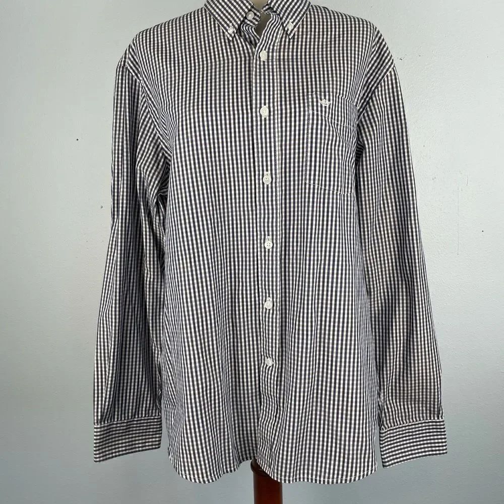 Dockers’ Men's Black and White Checkered Shirt Size L EUC